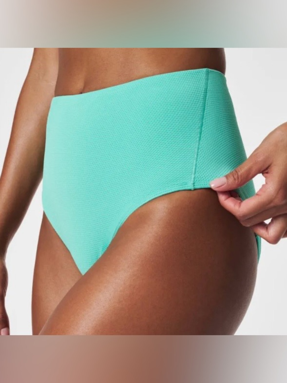 NWT Spanx Pique Hi-Rise Shaping Cheeky Resort Swim Bottoms Size Small